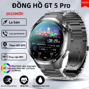 Đồng Hồ Thông Minh GPS GT5 Pro Dành Cho Nam Màn Hình AMOLED 360*360 Hỗ Trợ NFC Gọi Bluetooth Chống Nước Theo Dõi Sức Khỏe Tích Hợp La Bàn Theo Dõi Thể Dục