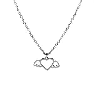 SANDCUP Heart Wings Necklace Womens Fashion Titanium Steel Cross Chain Jewelry  out 2022 Trendy Minimalist Design