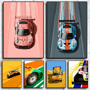 1PC Modern Cartoon Racing Car Poster Canvas Painting Wall Art Racer Posters Aesthetic Motorsport For Living Room Boys Home Decor