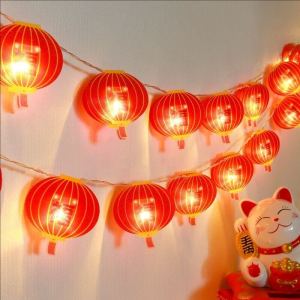 🔥CNY Decoration 2025🔥1.5M 10LED Chinese Lantern String Chinese New Year Good Luck Red Fu Hanging Lantern Home Party Spring Festival Decoration