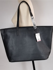 Black Large Capacity Tote Bag Commuter Practical Womens Handbag Shopping Bag Stylish British Style PU Leather Shoulder Bag