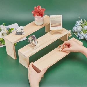 Wooden Display Riser Stand Tiered Countertop Counter Shelf Display Shelf for Perfume Makeup Figure Dolls Collection Condimen