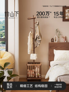 Rustic Deer Wooden Clothesline Stand Bedroom Living Room Floor-Mounted Moving Coat Rack Creative Childrens Hat Rack