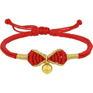 Girlfriend Gift Gold Chain Bracelet with Auspicious Beads Bow Bells Hard Gold