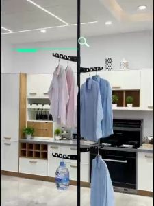 Adjustable Clothes Drying Hanger Rack with Floor To Ceiling Tension Pole