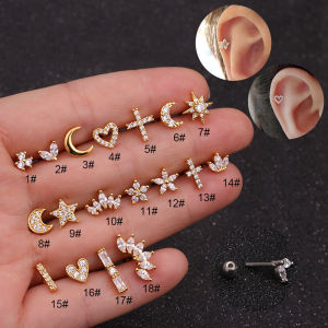 1PC Hoa Tai Xỏ Lỗ Helix Cho Nữ Thép Không Gỉ Kiểu Dáng Dẹp Dùng Cho Vành Tai Sụn Tai Tragus Trang Sức Thân Thể Quà Tặng Thời Trang