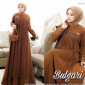 Gamis Dres Baju Lebaran Idul Fitri Terbaru 2025 Bahan Ceruty Babydoll mix mutiara payet