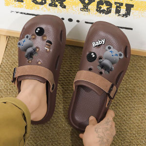 2025 New Mens Summer Outdoor Thick Bottom Beach Anti-slip Couple Slippers Sports Style Home Cotton Sandals EVA Material