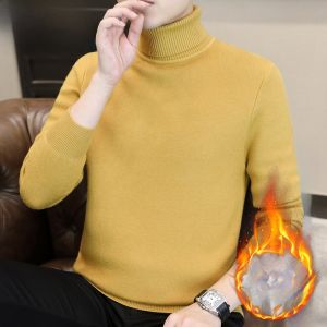 HENGYUANXIANG | Hengyuanxiang Mens Thickened Integrated Fleece Knitted Sweater High Collar Winter Warm Fashion City Style Long Sleeve Youth