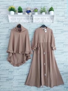 Set Syari Murah Gamis Set Hijab Polos Ity Crepe Premium Khimar Jumbo Rempel Gamis Produksi Sendiri Setelan Jilbab Busui