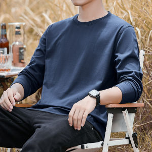 PERDONTOO | Heavyweight Pure Cotton Long Sleeve Loose Fit Thick T-shirt Men Autumn Winter Military Green 270g