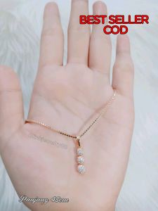 Kalung Titanium Rantai Set Lionel Baris Permata Tiga