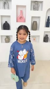 Baju Setelan Stelan One Set Pakaian Anak Perempuan Mixue Viral Terbaru