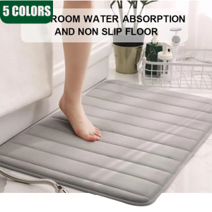 40X60CM Home Bath Mat Non-slip Bathroom Carpet Soft Coral Fleece Memory Foam Rug Mat Kitchen Toilet Floor Decor Washable