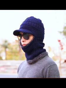 Knitted Hat Men Thickened Face Covering Woolen Hat Women Outdoor Windproof Cold Proof One-Piece Cap