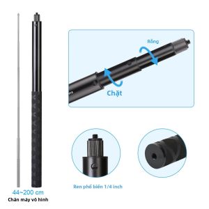 Gậy Tự Sướng Kim Loại Không Nhìn Thấy Được HONGDAK 2m Có Thể Kéo Dài Tương Thích Với Phụ Kiện Insta360 X2 X3 GoPro Điện Thoại Thông Minh & Máy Ảnh
