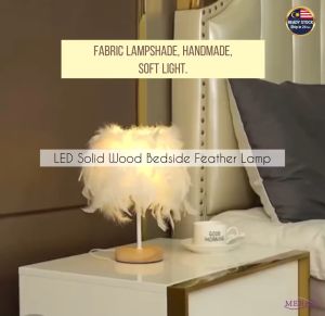 Nordic Luxury Feather LED Night Light Table Desk Lamp Bedroom Lamp Lampu Deco Bilik Tidur Led Lampu Katil Meja