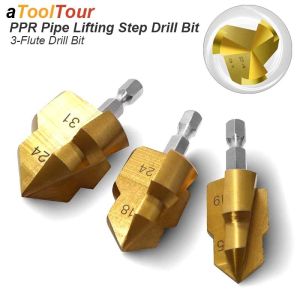 3-Flute PPR Lifting Step Drill Bit Socket Ream Tool PVC Water Pipe Expansion Connection Repair Plumbers Elbows Tees Hole Reamer