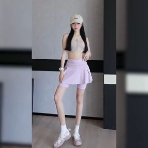 ChoiFoo กางเกงกระโปรงกีฬาของผู้หญิงมีกระเป๋าด้านข้างมีความยืดหยุ่นสูงกางเกงขาสั้นวิ่งโยคะขี่จักรยานกลางแจ้งสวมใส่สบายป้องกันการสัมผัส