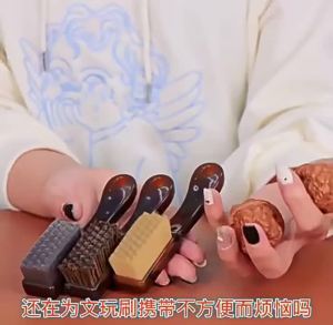 [J] New Portable Checkerboard 10000 Bristle Antique Polishing Brush For Diamond Walnut Olive Pit Deep Cleaning Brightening