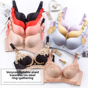 Happy Fox Intimates Official Flagship Store Genuine Goods Plus Size Thin Women without Steel Ring Small Size Thickened Bra Set