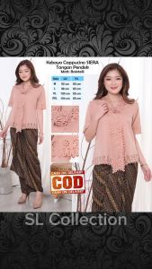Atasan Kebaya Encim Lengan Pendek Siera Bahan Baloteli Premium Motif Laser Cut Bunga Aneka Warna