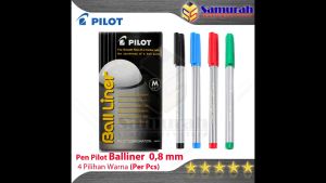 Ballpoint Pilot Balliner 0.8 mm / Pulpen Baliner 08 mm / Pen Cabut Tebal Tanda Tangan Hitam - Biru - Merah - Hijau