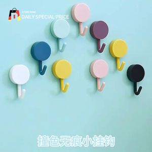 10Pcs Creative Sticky Hooks Wall Self Adhesive Small Colored Hooks Non-trace Hanging Hooks  Home Organizer