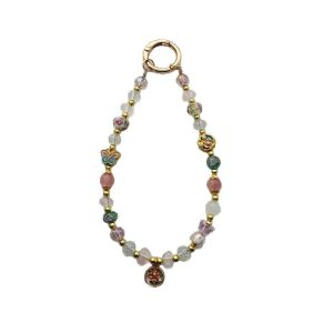 Chinese style alloy flower handmade bead glass flower crystal womens bag high-end mobile phone chain decoration