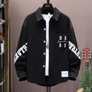 Áo Sơ Mi Cotton Dài Tay Dáng Rộng Cho Nam Mùa Xuân Thu Thường Ngày in Họa Tiết Thời Trang Trẻ Trung Áo Khoác Ngoài Màu Xanh Nhạt