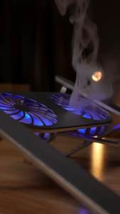 (Beli Satu Gratis Satu) GROTIC Stand Laptop Aluminium Lipat Magnetik dengan Dual Kipas Pendingin dan Lampu