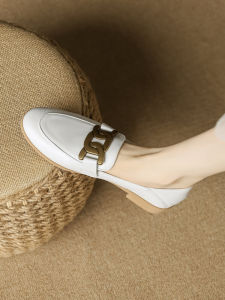 รองเท้าส้นแบนหนังแท้สำหรับผู้หญิง รองเท้าทำงานฤดูใบไม้ผลิและฤดูใบไม้ร่วง รองเท้าหนังนิ่มแบบย้อนยุค รองเท้าหนังขนาดเล็ก รองเท้าส้นแบนแบบสวมสบาย