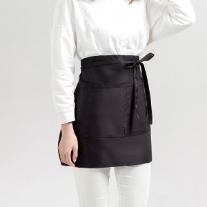 Half Body Chef Apron Cafe Hotel Waiter Polyester Cotton Work Apron Three Pocket Apron