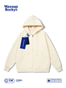 WASSUP Pure Color Hooded Zipper Sweatshirt Casual Loose Fit Polyester Fabric Autumn Winter Couples Loose Leisure Zipper Jacket