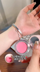 Korean Monochrome  Blush Soft Powder Blush with Mirror Puff Silky Texture Blush Powder Long Lasting