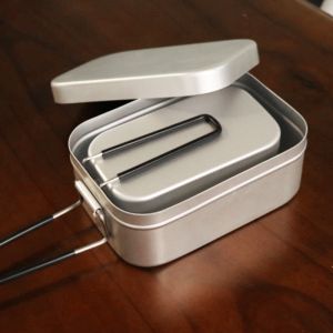 Thickened Aluminum Lunch Box Japanese Style Outdoor Camping Picnic Rice Cooking Utensil Single Soldier Rice Bowl Durable Reusable