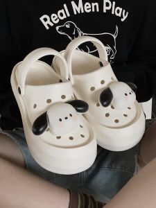 Cute Dog Patterned EVA Clog Shoes Parent-Child Slip-On Anti-Slip Outdoor Wearable Summer High Heels Comfortable Flat Bottom Sandals for Women