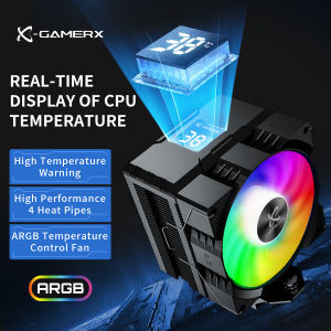 X-Gamerx Z-1300 ARGB CPU Cooler with Digital Temperature Display Radiator 4 Heat pipes For LGA1700/1200 115X AM4 AM5
