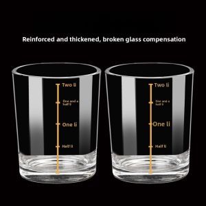 Gold-Decorated Glass Whiskey Cup Set with Scale Two-Ounce High-End Sensation One-Ounce Luxury Home Use Elegant Glass Liquor Set