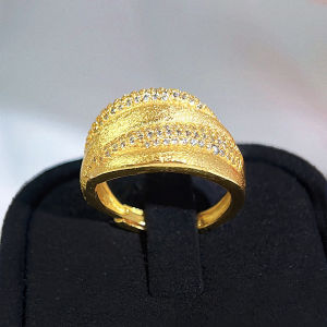 SEQUITO Valuable Women Finger Jewelry Yellow Gold Plated Micro Pave Shiny Tiny AAA Cubic Zircon Evening Party Excellent Adjustable Ring Ladies Costume Jewellery SR139