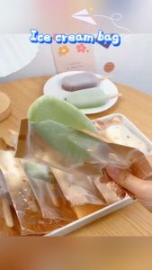 (100pcs) 8x19 CM Ice Cream Gold Elegant Pastry Plastic Bag Seal Graham Bar Heat Seal Wrapper