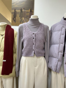 Sweet Knitted Vest Cardigan Ladylike Minimalist Color Autumn Style Korean Fashion Womens Top Quality Material Casual Loose Fit