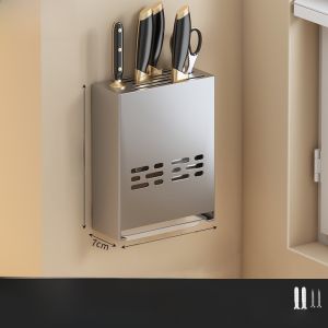 Kitchen Wall-Mounted Knife Rack Chopsticks Holder Cutting Board Integrated Storage Carbon Steel Rack New 2023 Model