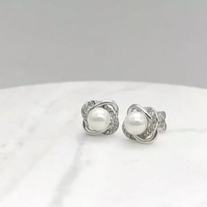 Her Jewellery Simply Pearl Earrings - Luxury Crystal Embellishments plated with 18K Gold