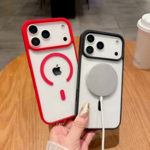 Luxury For Magsafe Magnetic Wireless Charge Case For iPhone 17Air 11 12 13 14 15 16 17 Pro Max Plus Transparent Hard Back Cover