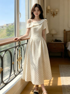 NIUVIES | Off Shoulder Dots A-Line Dress