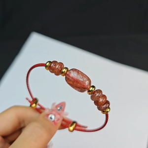 Q1929 Vòng lu thống ngũ điếu Thạch Anh Tóc Đỏ VIP hàng cao cấp chất đẹp chuẩn hàng A+ tự nhiên cho mệnh Hoả và Thổ - Phong Thuỷ TUDO