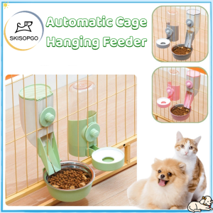 SKISOPGO Pet Feeder Cage Hanging Bowl Water Bottle Food Container Dispenser For Puppy Cats Rabbit Birds Pet Automatic Feeding