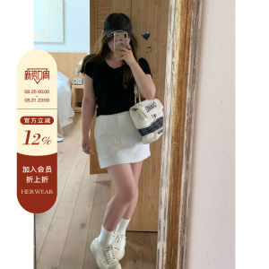 Herwear Grey Elastic Waist Loose Casual Short Skirt A-Line Mini Skirt Slimming Effect Sports Style Summer Fashion Womens Dress