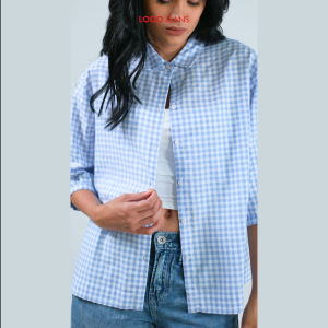 Logo Jeans Kemeja Wanita Myles Blue White 23A39L5BI